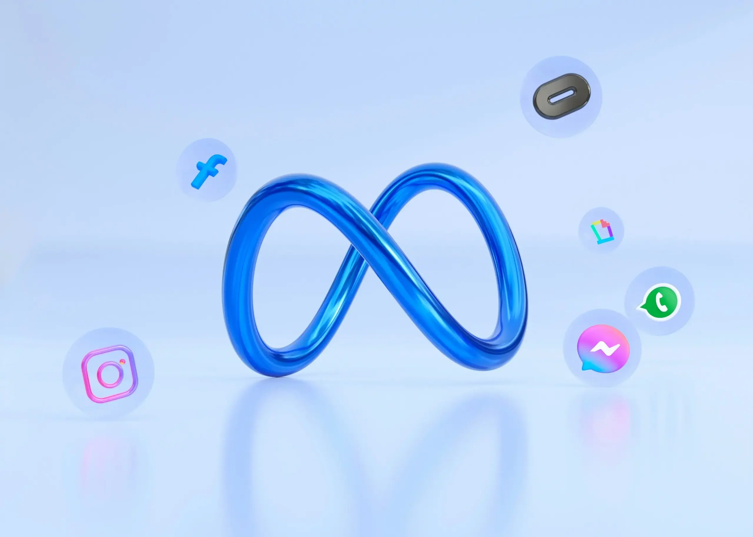 Blue infinity symbol with icons