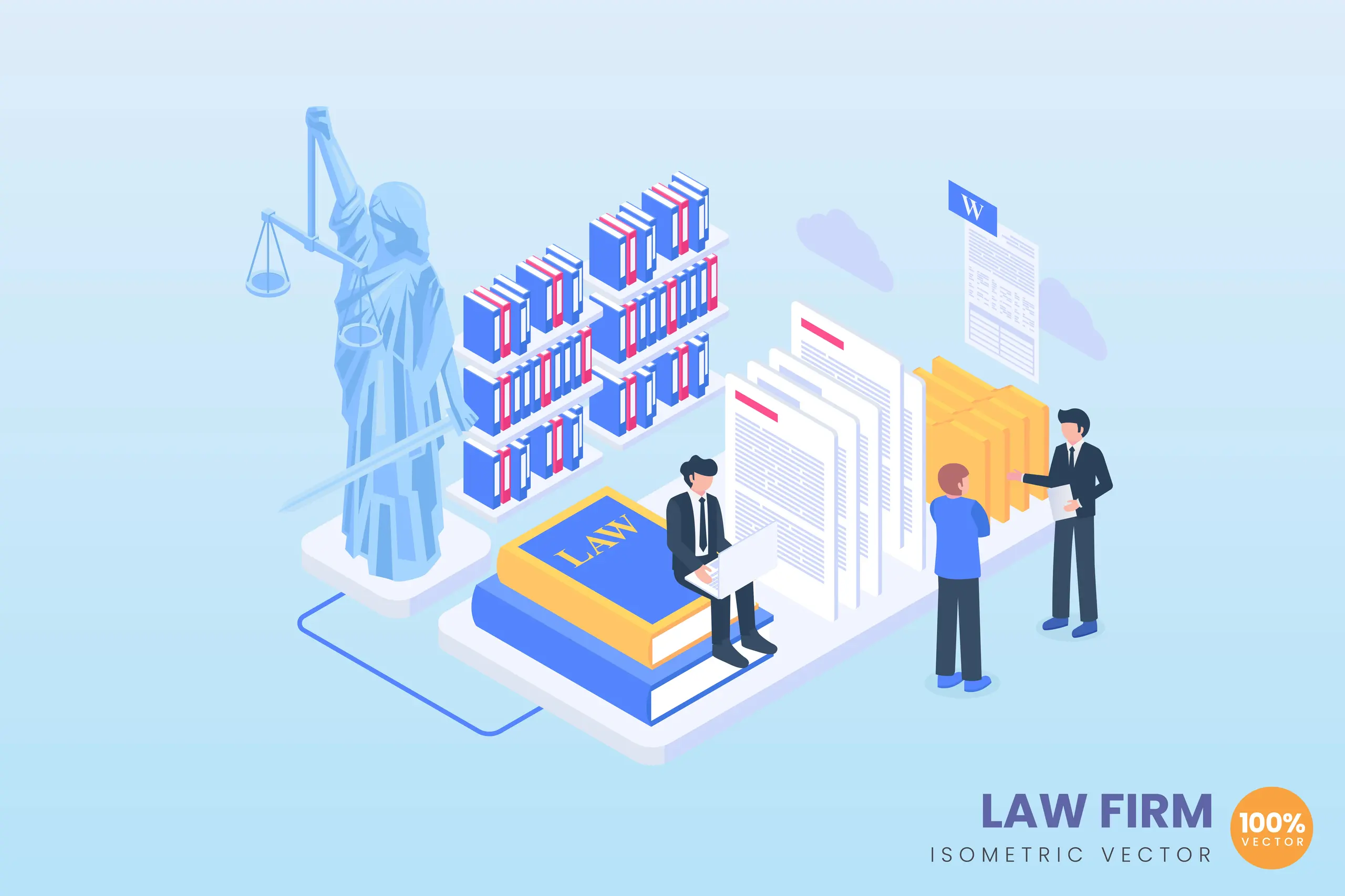 Isometric law firm vector design