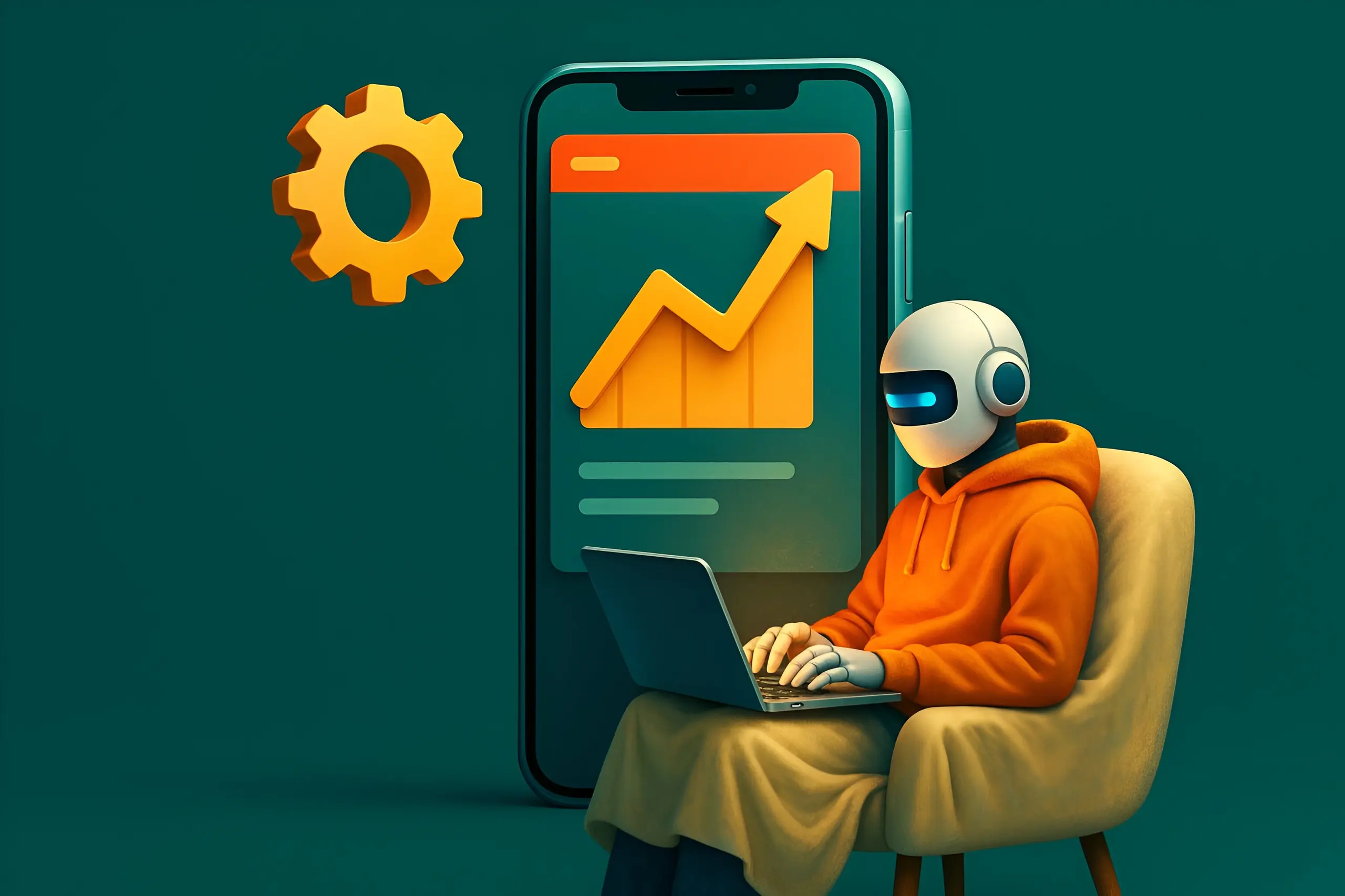 Robot analyzing data trends