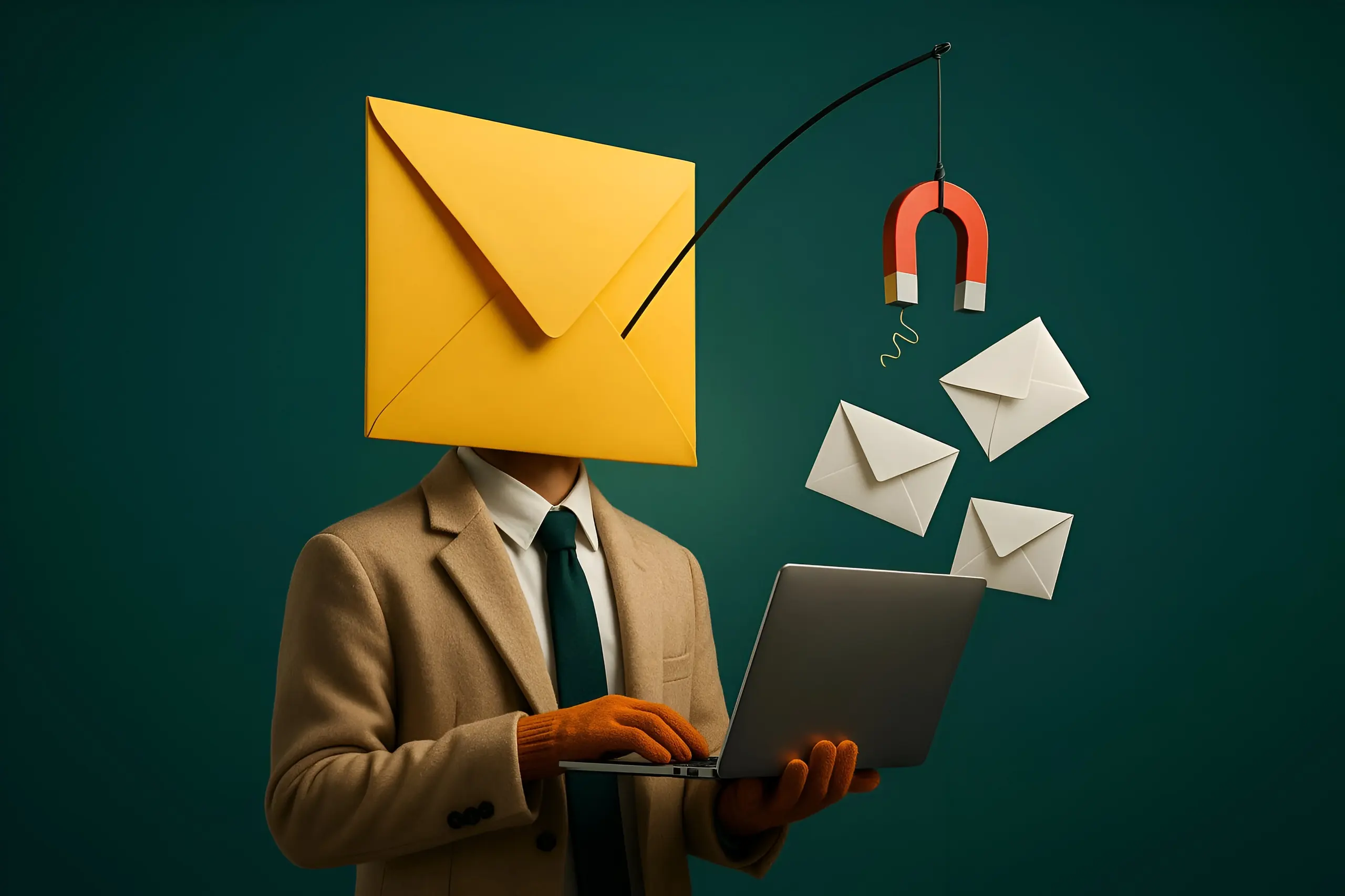Concept de marketing par email avec un ordinateur portable