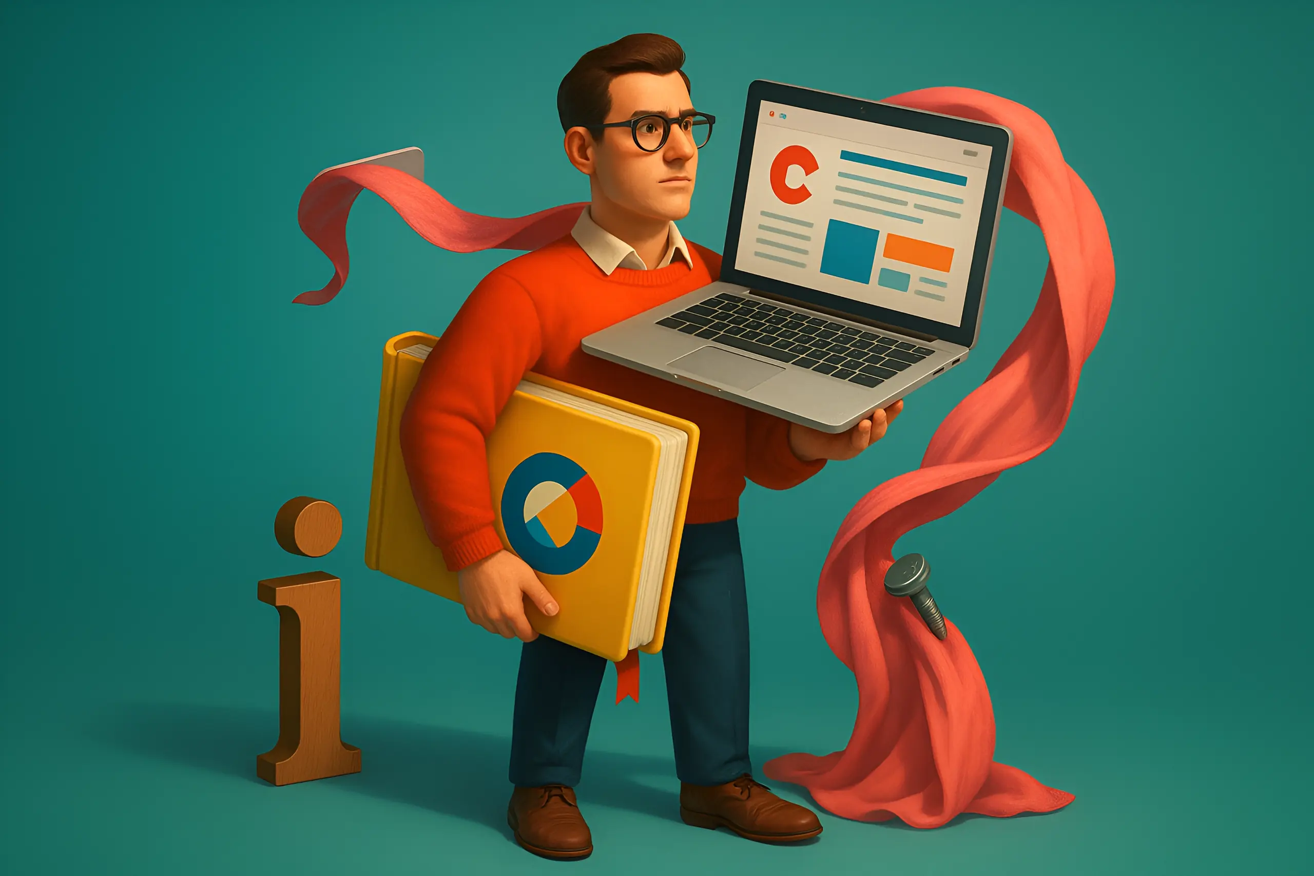 Hombre con laptop y documentos
