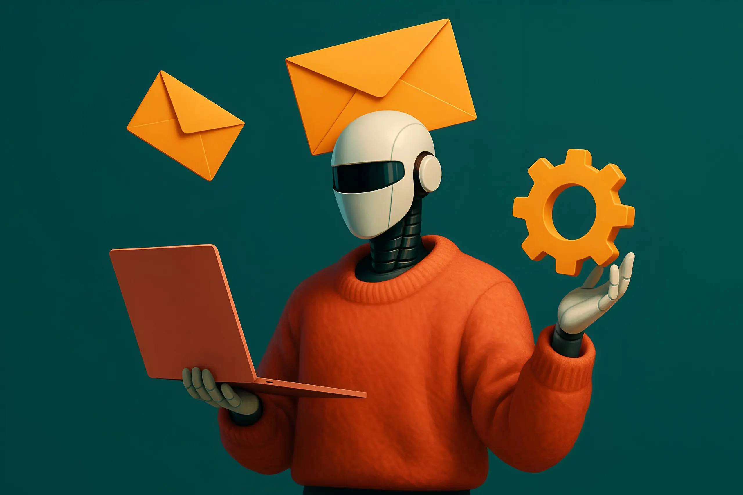 Robot con portátil y sobres