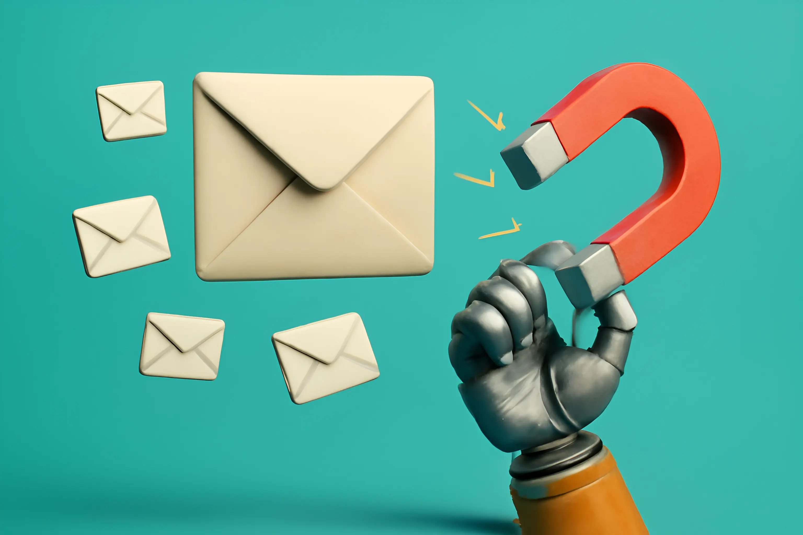 Magnet die e-mailenveloppen aantrekt