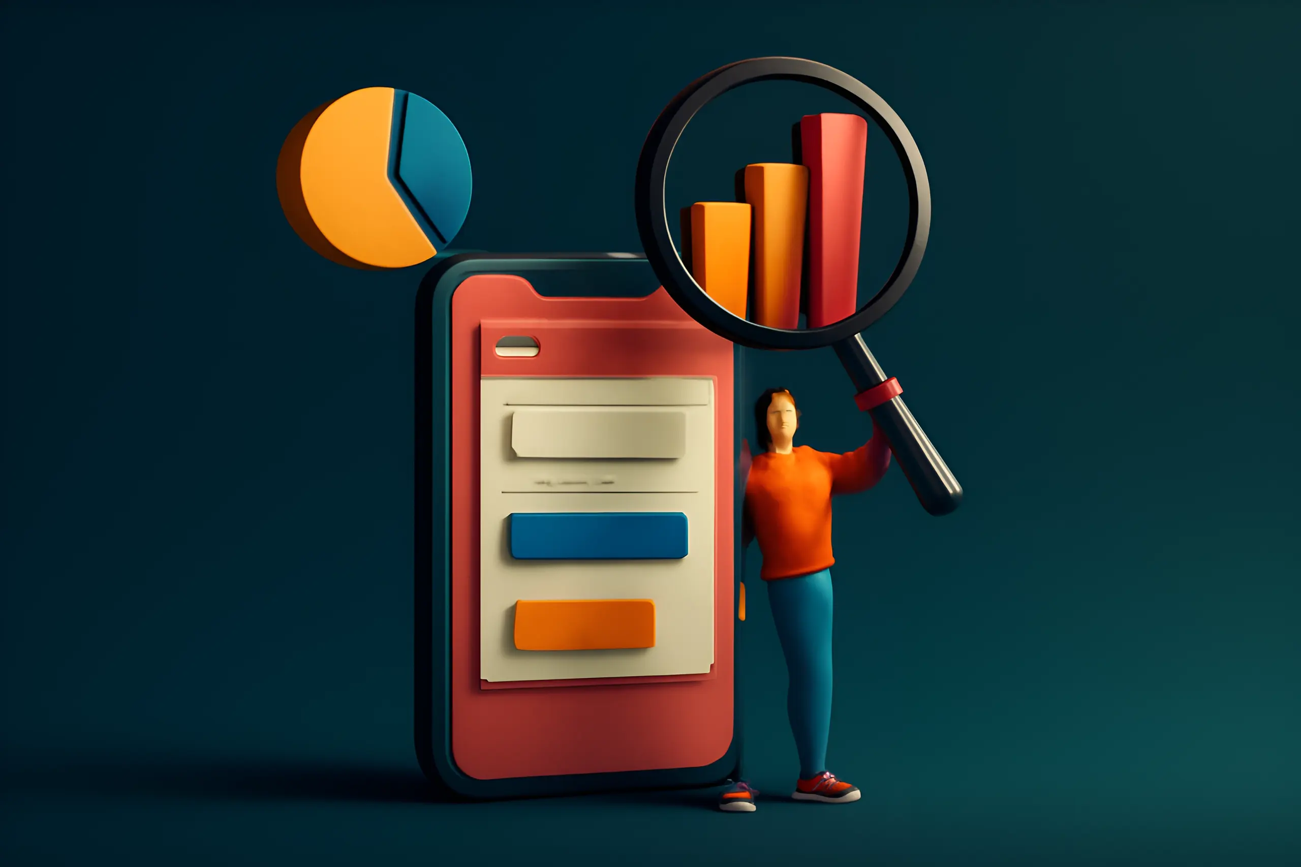 Illustrazione dell'analisi dei dati su un'app mobile