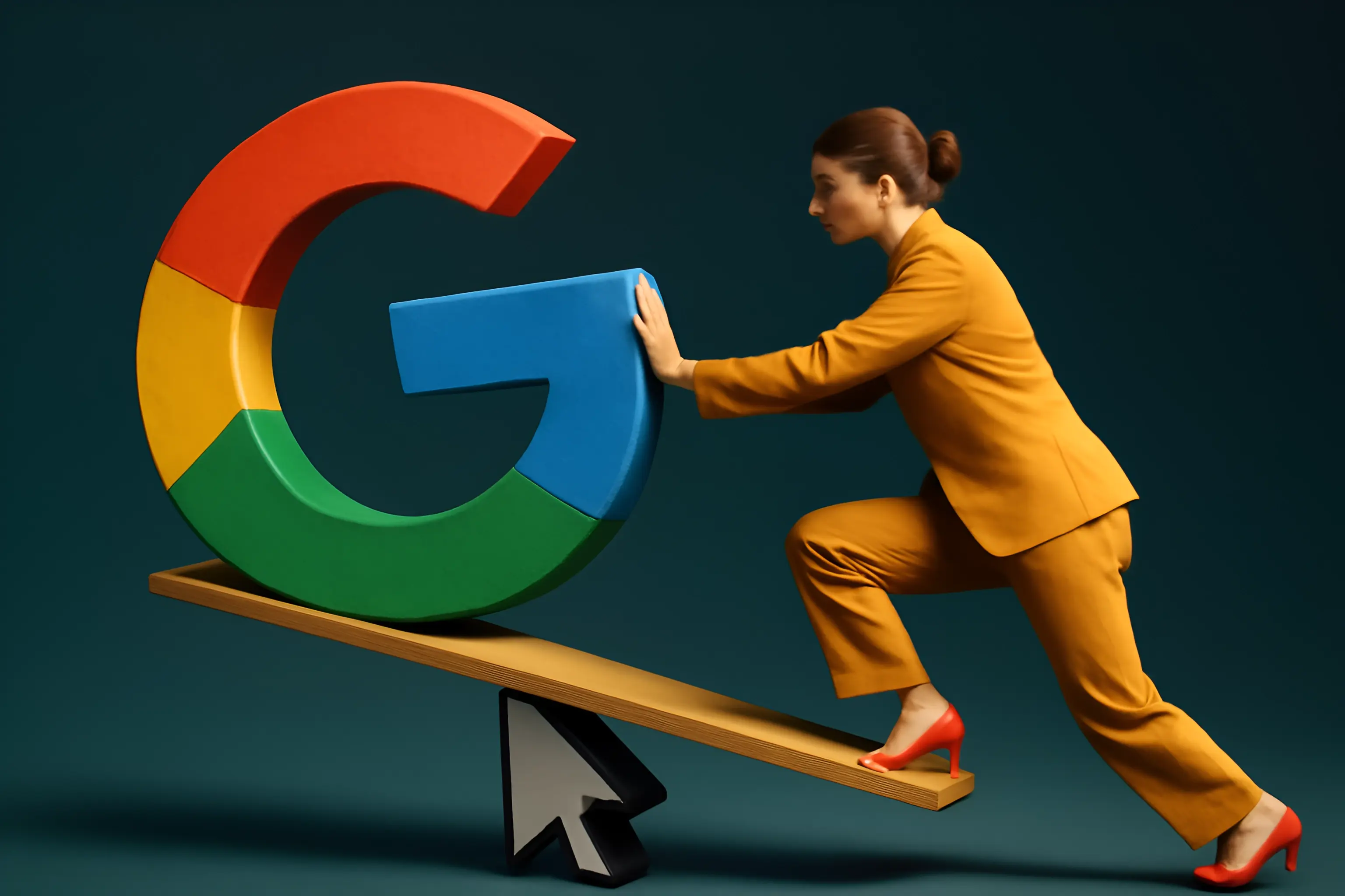 Forretningskvinne med Google-logoen