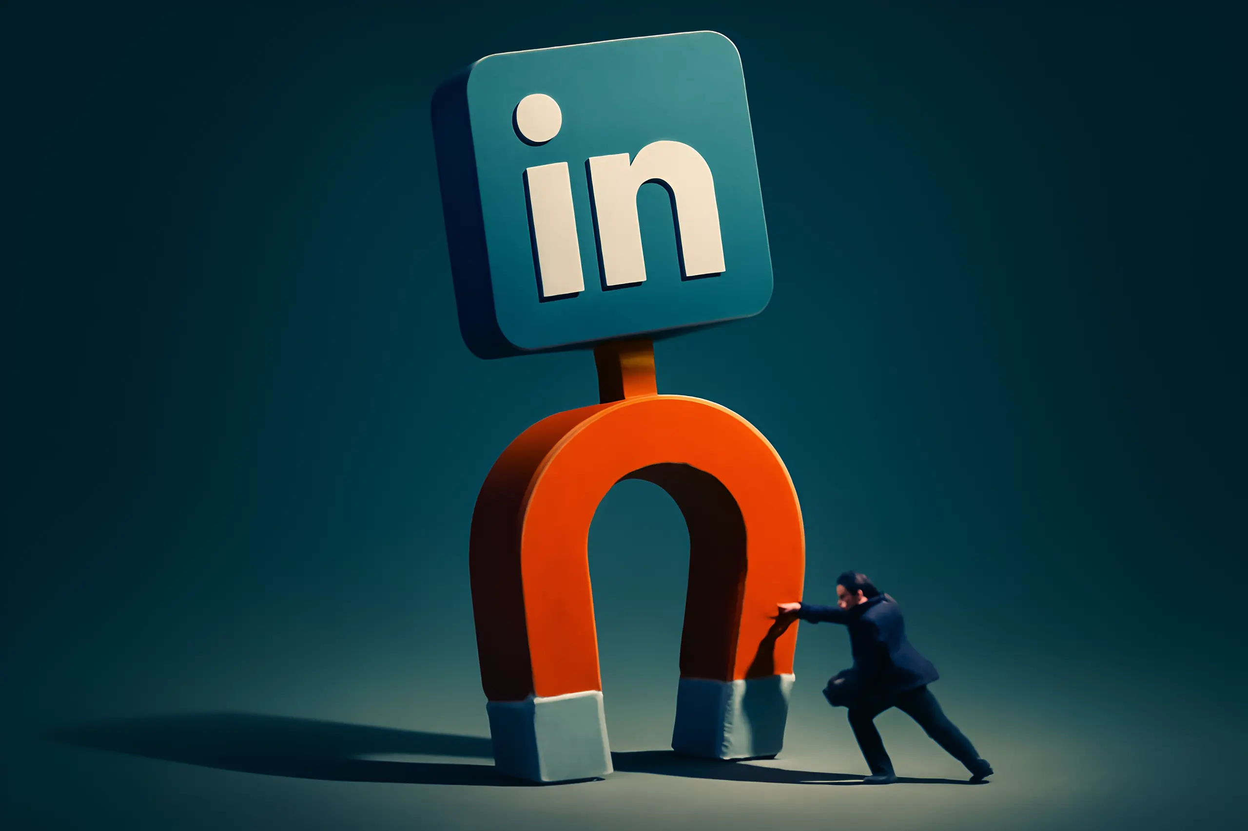 Affärsman med LinkedIn-magnet