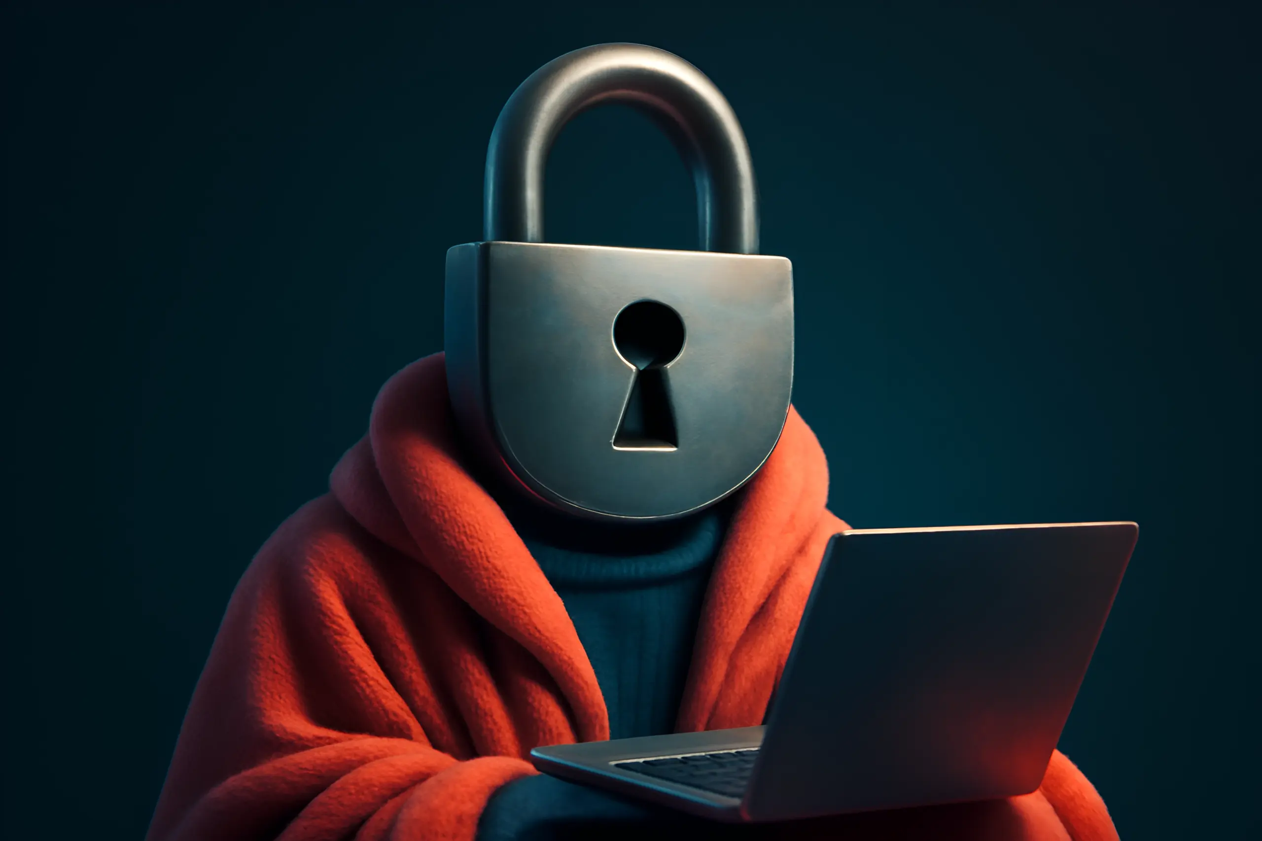 Imagen de un candado sobre una laptop