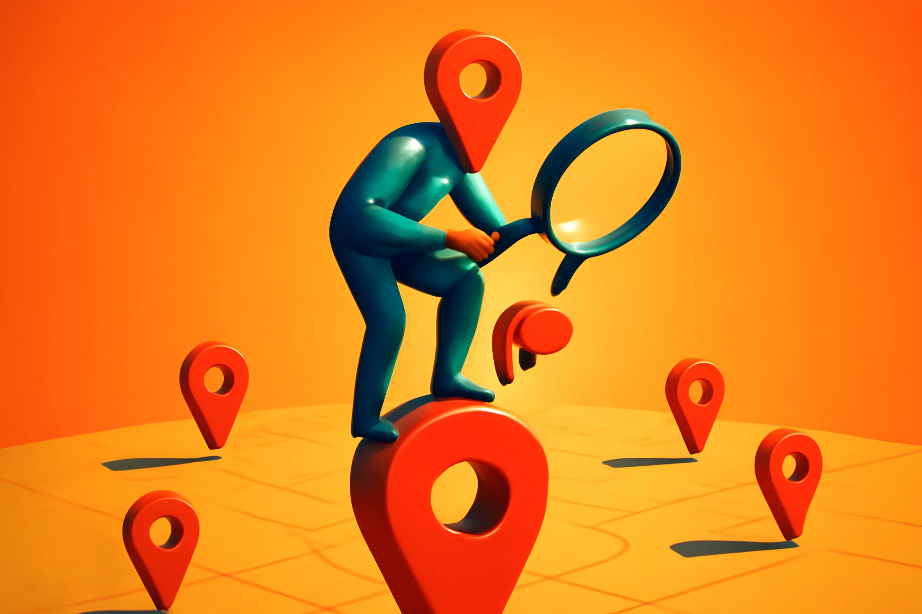 Persoon die op een kaart naar locaties zoekt