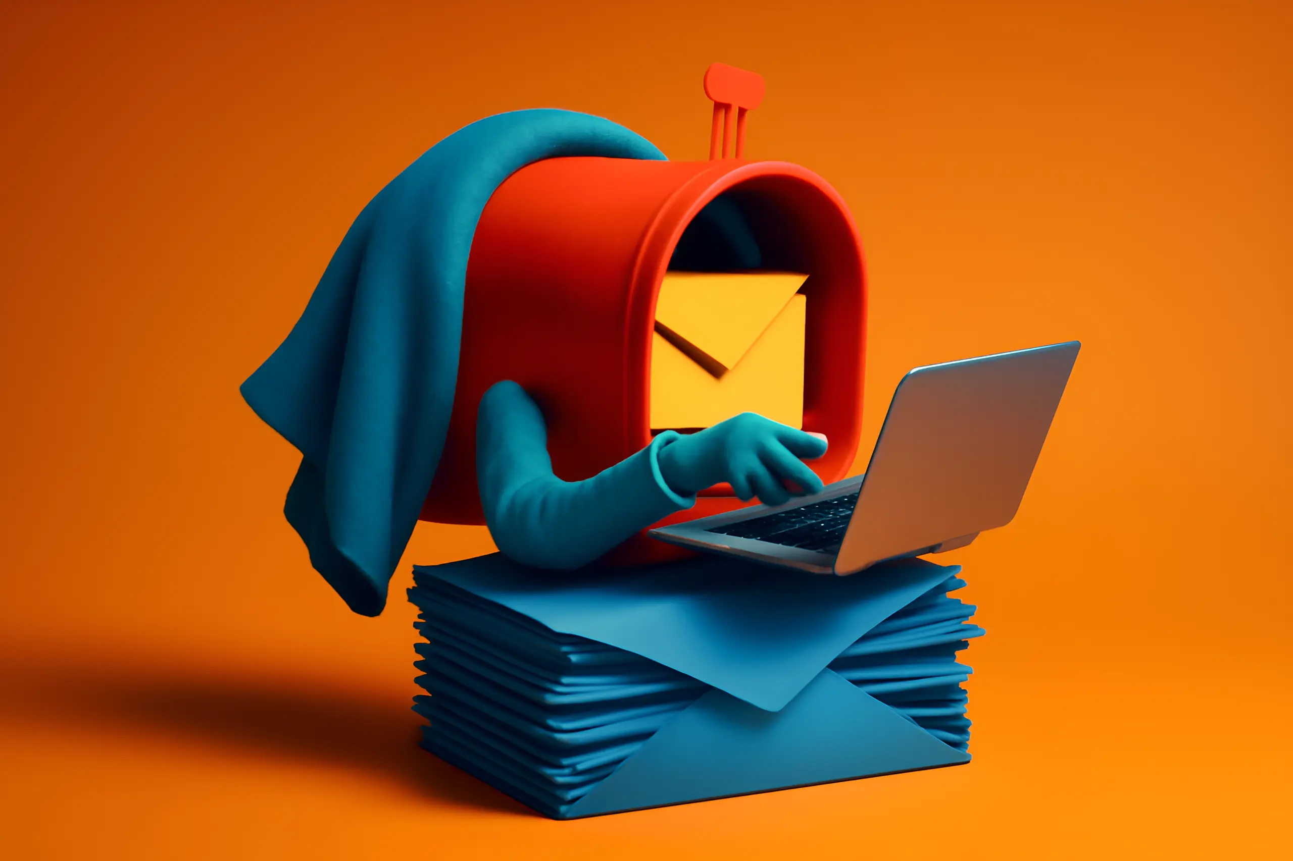 Buzón utilizando una laptop para comunicarse