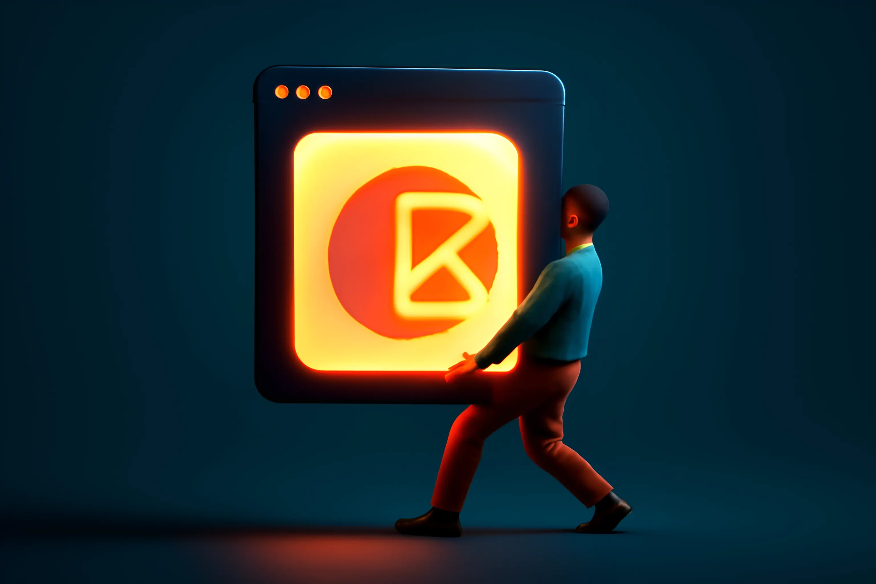 Persona con un logo de aplicación resplandeciente