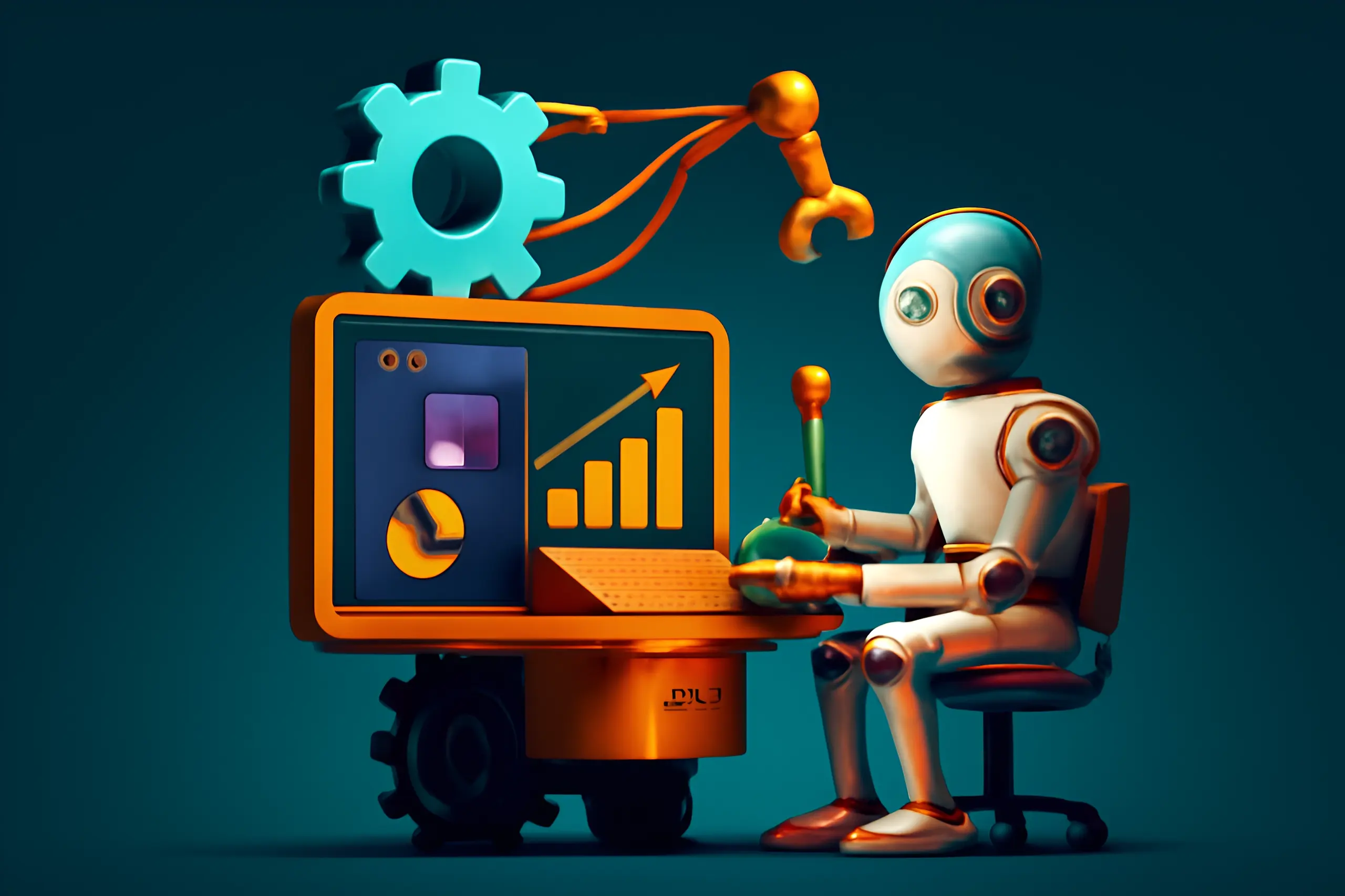 Robot con computadora y gráficos