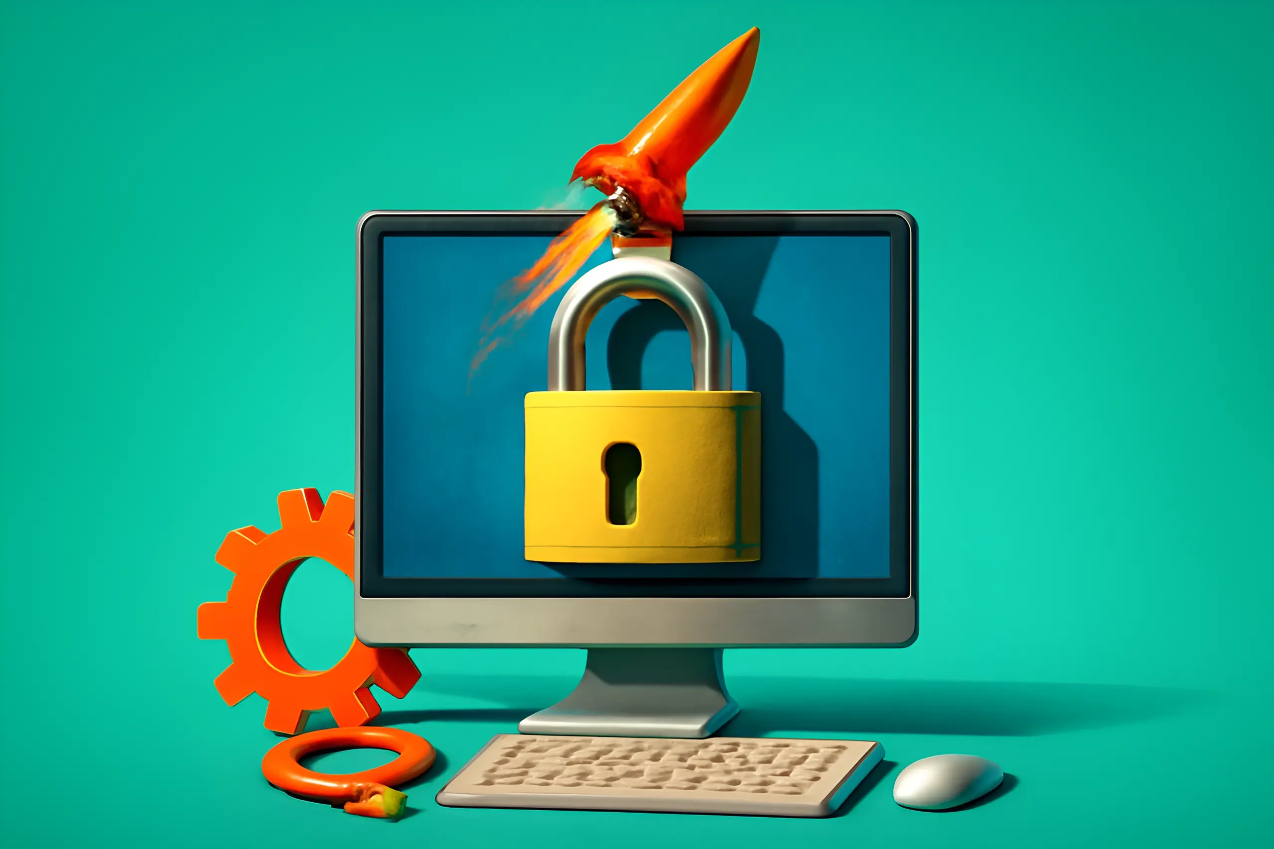 Computer padlock for cybersecurity