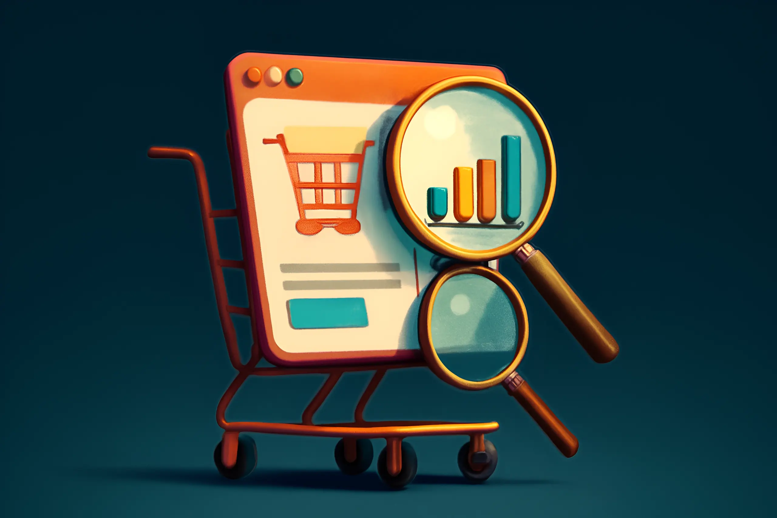 Shopping cart with analytics graphs