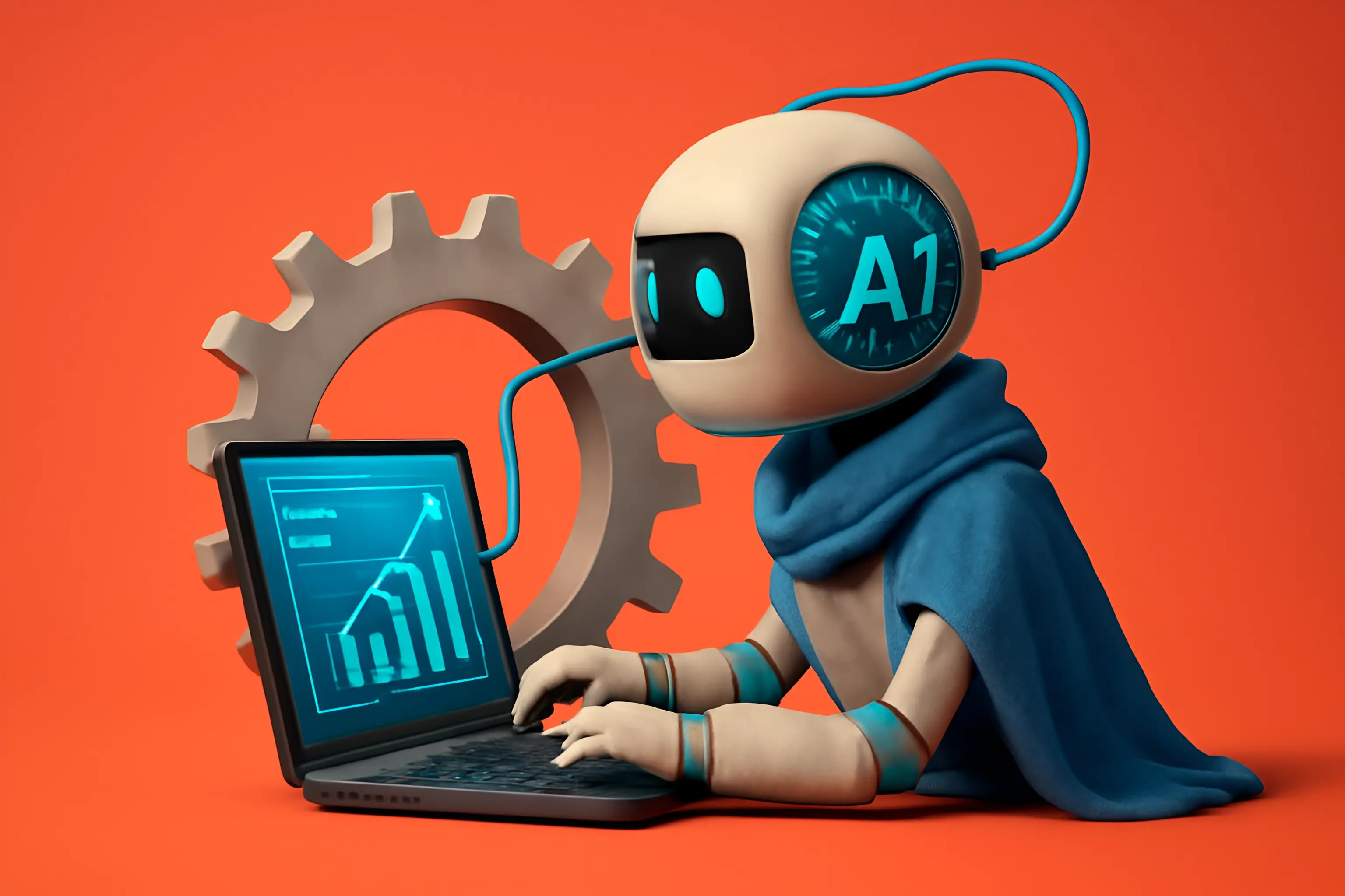 Robot working on data analysis