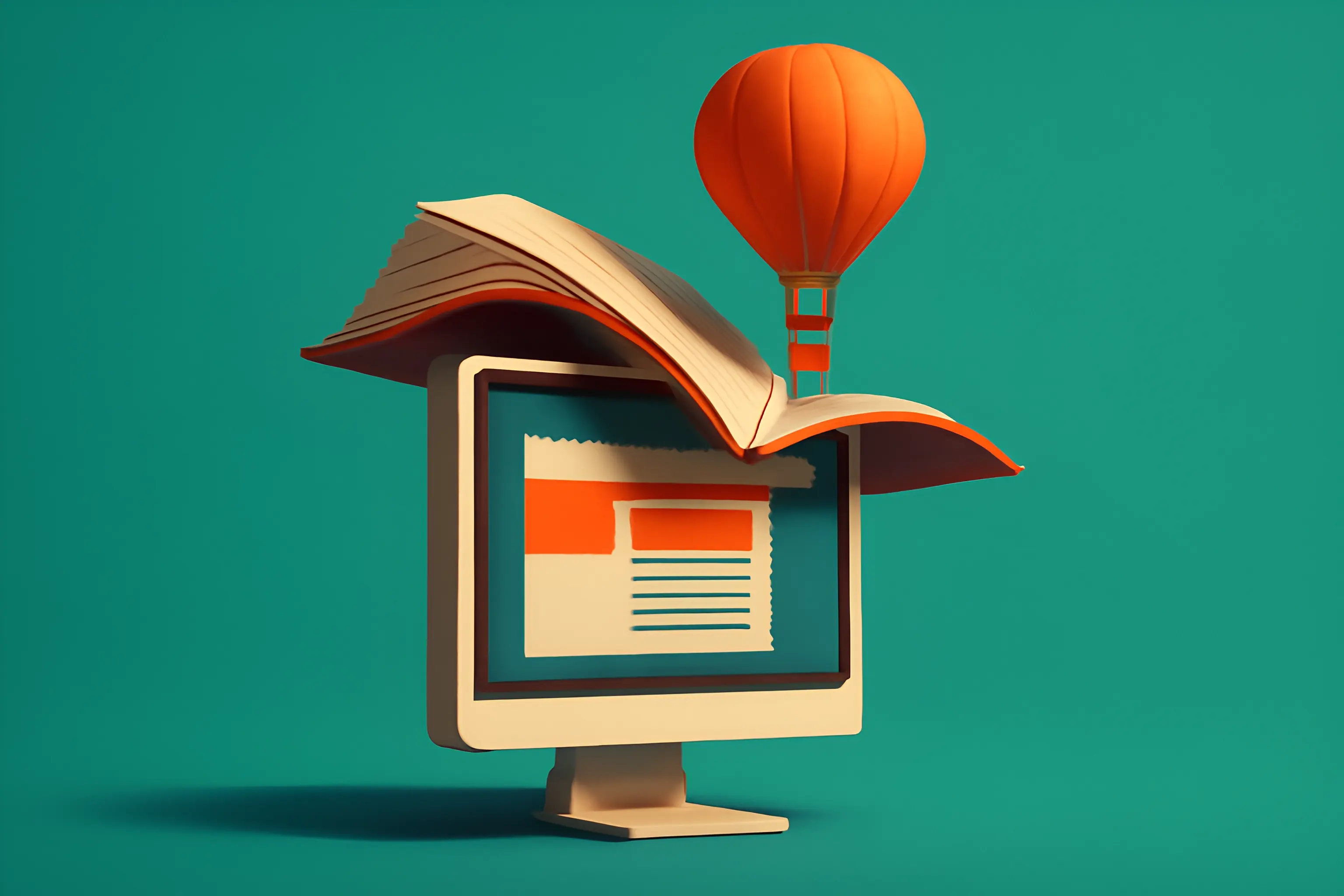 Concepto creativo de aprendizaje digital con globo