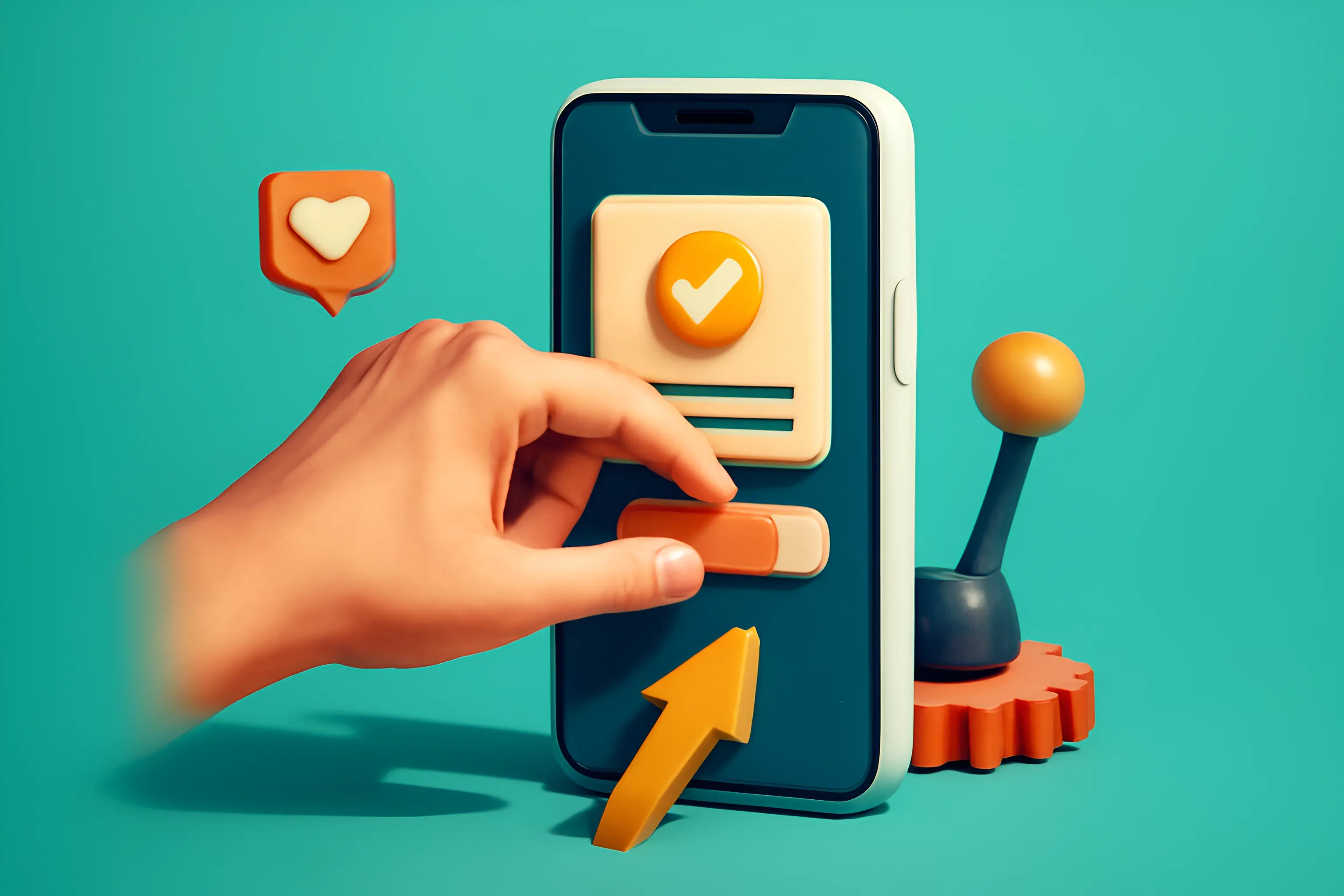 Mano ajustando la configuración del smartphone