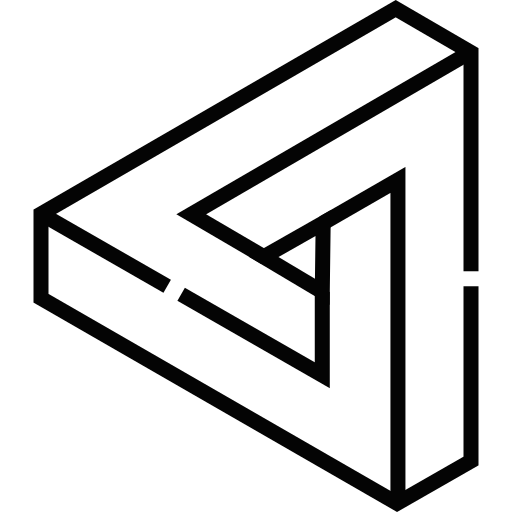 Minimalistisk isometrisk pil-logo med vinklede linjer – ideell for navigasjon, merkevarebygging eller digital design.