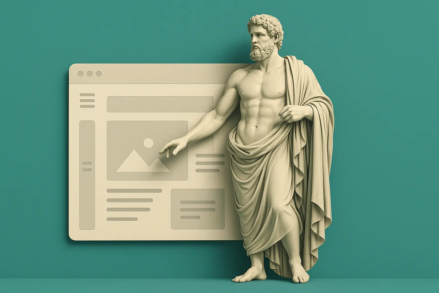 CaptivateClick-ekspert peker på en moderne nettsidelayout og viser frem våre webdesigntjenester.