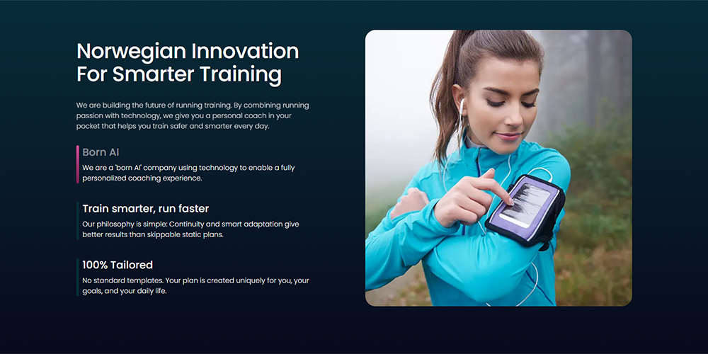 Imágenes de running de PacePilot y beneficios del entrenamiento personalizado.
